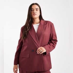 Madewell Hayfield Double-Breasted Blazer in Vintage Mulberry| Size XL | NWT